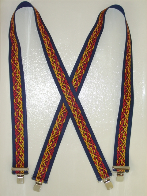 CELTIC NAVY 1 1/2"x48" Suspenders with 4 strong 1"X1" Grips and 2 Length Adjusters in the front, all in NICKEL FINISH. UB220N48CENA